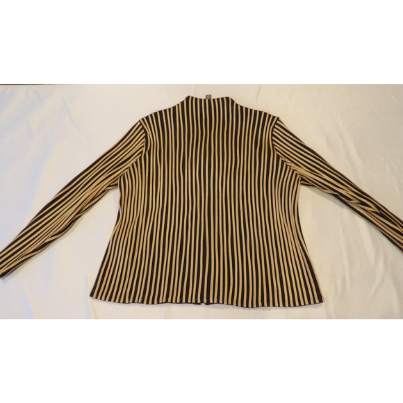 ChicosTravelers 3 XL 16/18 Faux Lines Leather Striped Jacket Brown Black White - Picture 13 of 13